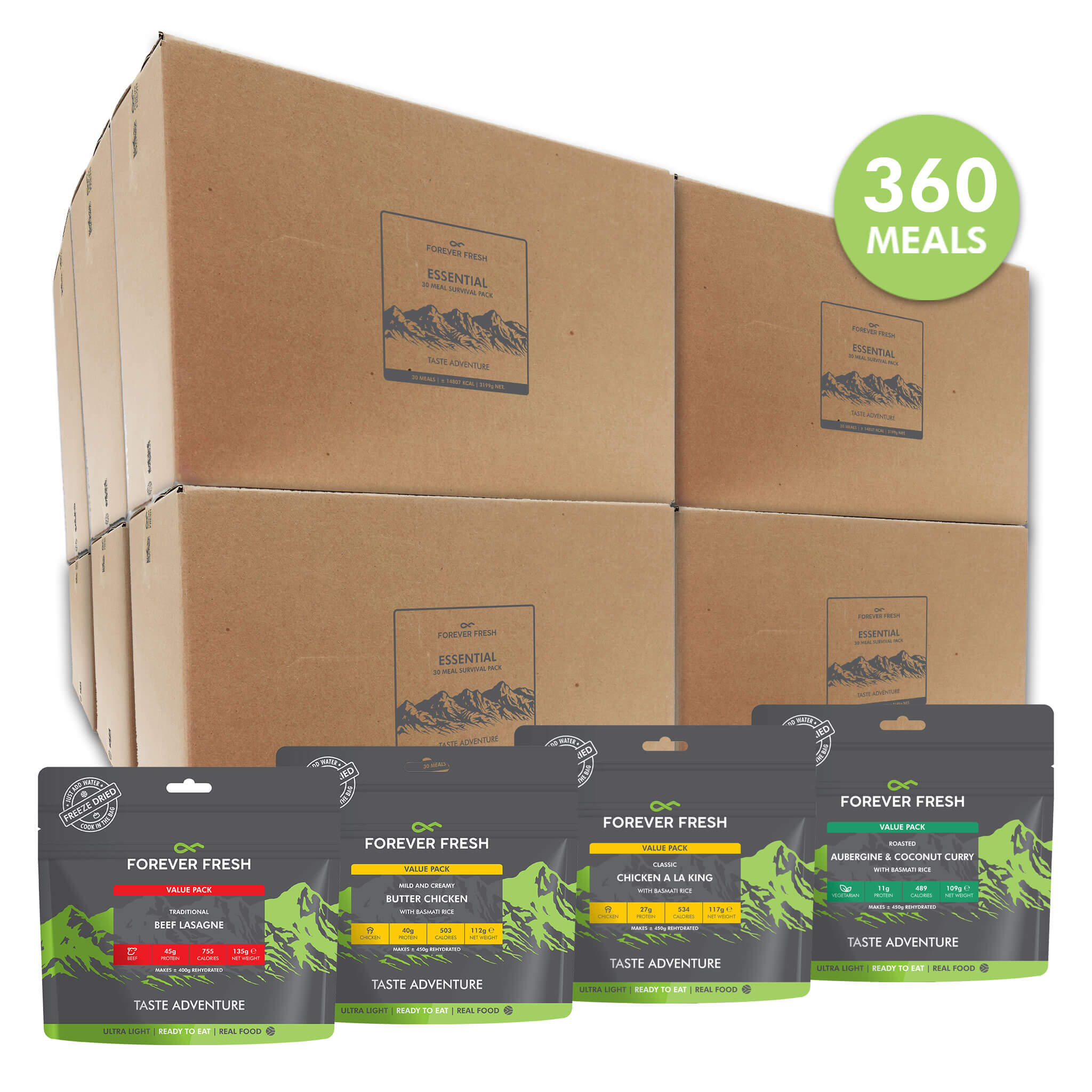 ESSENTIAL | 360-MEAL ADVENTURE PACK - Forever Fresh Foods